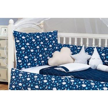 Imagem de Kit Berço Americano Estampado Nuvem Lua 8 Pcs - 2M 3L Bordados,  Marin