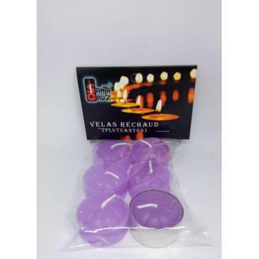 Imagem de 6 velas rechaud flutuante violeta decoração com porta-vela - Santa Cru