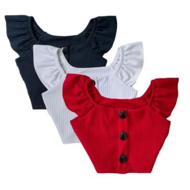Imagem de Kit Blusinha Cropped Infantil Meninas 3 Peças Look Verão - AK FASHION 