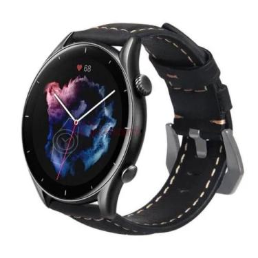 Imagem de Pulseira De Couro Para Gtr2 / Gtr 47mm / Gtr3 / Gtr3 Pro - Preto - T-S