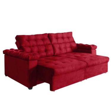 Imagem de Sofá New Austrália 3 metros Retratil e Reclinavel Suede Vermelho  Sofá