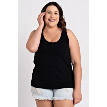 Imagem de Regata Feminina Plus Size Básica Visco - Serena, Preto, G3