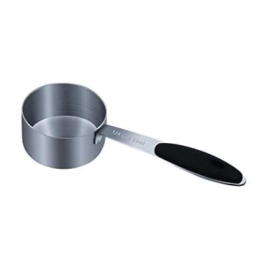 Imagem de LEIFENY Copo medidor de 1/4 xícara (4 colheres de sopa | 59 ml | 59 cc | 59 g) Copo medidor, copos de medição de aço inoxidável, copo de medição de metal único, utensílios de cozinha para cozinhar