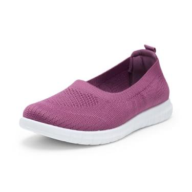 Imagem de Alexis Leroy Tênis feminino casual sem cadarço confortável de malha, Roxo claro, 35