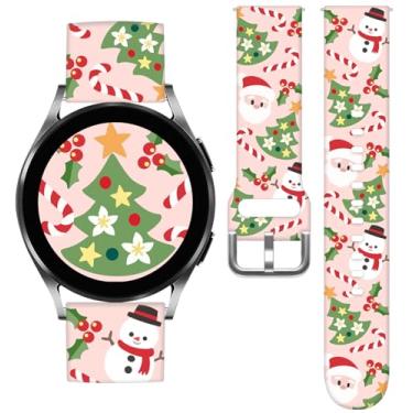 Imagem de Vieeki Pulseiras femininas de relógio boneco de neve rosa de Natal compatível com Samsung Galaxy Watch 7/6/5/4/ 5 Pro (45 mm)/4 Classic (46 mm)/3 (41 mm)/Active 2, pulseira de silicone de substituição