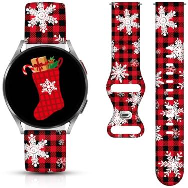 Imagem de Pulseiras de relógio de Natal e Dia das Bruxas compatíveis com Samsung Galaxy Watch 40 mm, 41 mm, 42 mm, 44 mm, 45 mm, 46 mm, pulseira de silicone de substituição de 20 mm para Galaxy Watch 5 / Watch 5 Pro / Watch 4 / Watch 4 Classic / Watch 3 (flocos de neve)