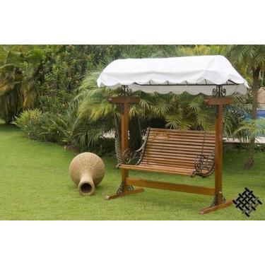 Imagem de Banco Balanço de Madeira Havaí Com Toldo Jardim Varanda Piscina Área d