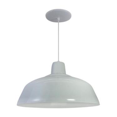 Imagem de Kit 7 Luminária Pendente Retro 40cm Interior Branco Brilho Com Fiação 