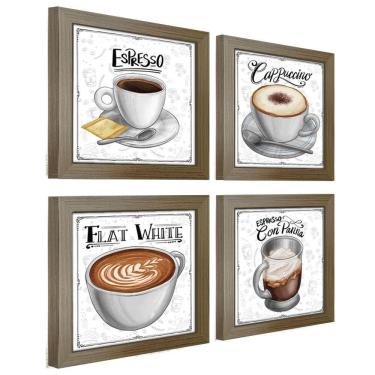 Imagem de Quadro Decorativo Café Expresso Padaria Cozinha 12X12Cm 2 Título Moldura Madeira