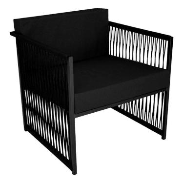 Imagem de Poltrona Santiago Para área Externa De Corda Náutica Preto/preto