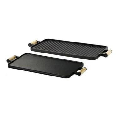 Imagem de Chapa Bifeteira Grill Dupla Face Ferro Fundido 44x26 Cm Fundição Santa