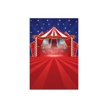 Imagem de Painel De Festa Vertical 1,50 x 2,20 - Circo Clássico Vermelho com Azu