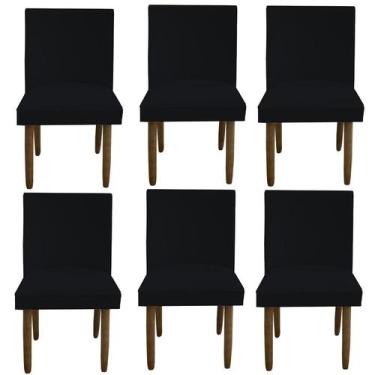 Imagem de Kit 06 Cadeiras Para Sala De Jantar Tóquio Pés palito Suede Preto - D'