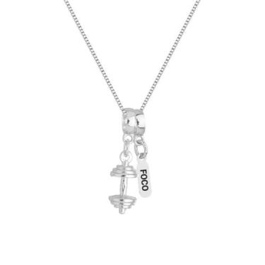 Imagem de Colar Pingente Supino de Academia Banhado a Prata 925 - WORK SEMIJOIAS