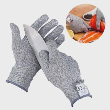 Imagem de Par De Luvas Anti Corte Profissional Proteção Malha Aço Churrasqueiros