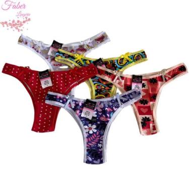 Imagem de kit 6 Calcinhas tanga Básica com Lacinho 100% Algodão Anti alergica Ca