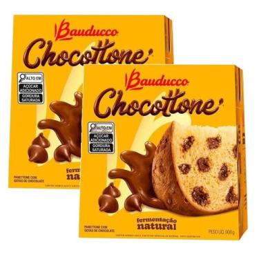 Imagem de Kit 2 panetone bauducco chocottone chocolate natal 908g