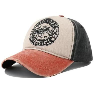 Imagem de Boné trucker beisebol vintage aba curvada motocicleta ajustável unisse