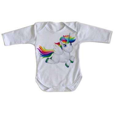 Imagem de body nenê criança roupa bebê manga longa Cavalo Unicórnio - Empório Du