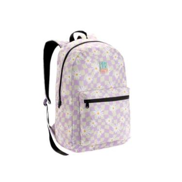 Imagem de Mochila Escolar Denlex com Bolso Frontal Grande Rosa e Lilás Resistent
