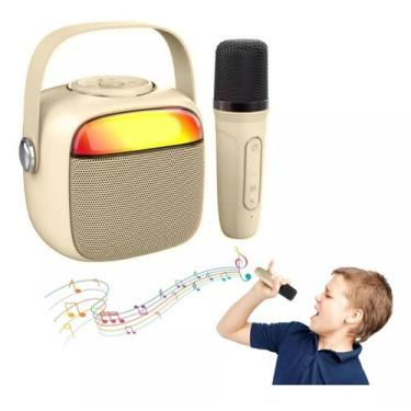 Imagem de  Caixa de Som 5W Bluetooth Led e Microfone Sem Fio Karaokê Infantil - 