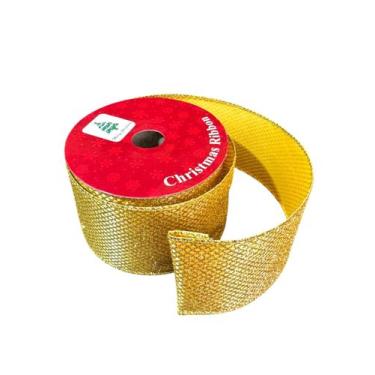 Imagem de Fita Natalina Dourada com glitter 6.3 x 10m para decoração - Genérica