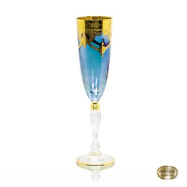 Imagem de Taça Champagne Classica Cristal Italiano Azul Guirlandas - LUXdécor