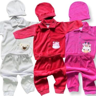Imagem de Kit 9 pçs Roupas Recém Nascido Casaco Bebe Mijão Touca Plush - Jolen B