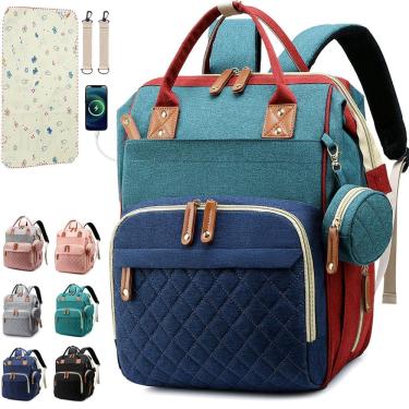 Imagem de Mochila para fraldas SHITIESHOU Baby Girl Boy com almofada de 16 bolsos