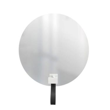 Imagem de Espelho Funcional Hook Branco Alça Preta 50 Cm Redondo - e2g Design