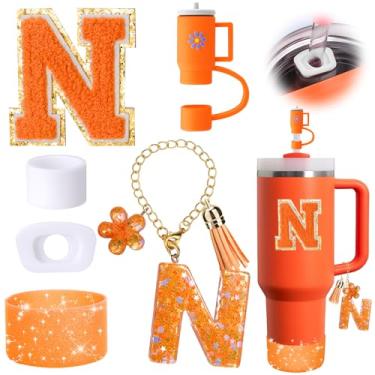 Imagem de Mity rain Conjunto de acessórios de copo laranja de 6 peças para copo Stanley Cup de 850 g 1,134 g com alça, incluindo tampa de cobertura de palha e bota, tampa à prova de derramamento, pingente de