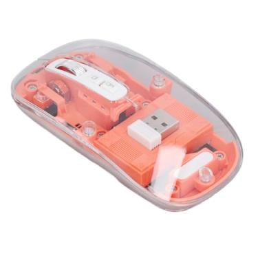 Imagem de Mouse Portátil Silencioso e Fino de LED 2,4 GHz Bluetooth Mouse 800 1200 1600 DPI, Mouse óptico Transparente Recarregável para Computador PC Laptop Tablet (Laranja)