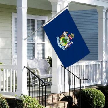 Imagem de Bandeira do estado do Maine de 3 camadas 6,5 x 9,5 m 150D poliéster dupla face exterior resistente cores vivas com cabeçalho de lona durável e 2 ilhós de latão