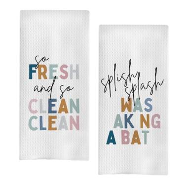 Imagem de uinwk Toalhas de mão infantis, toalhas de mão tão frescas e limpas para banheiro, decoração de banheiro infantil boho, Splish Splash I was Taking a Bath Toalhas de mão decorativas, 40,6 x 61 cm,