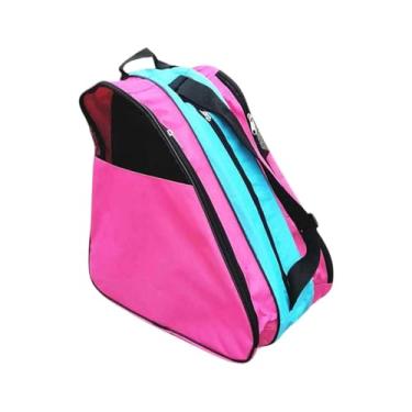 Imagem de oshhni Bolsa de patins, bolsa de patins no gelo, bolsa de armazenamento para sapatos de patinação, bolsa de mão para patins artísticos, Rosa Azul