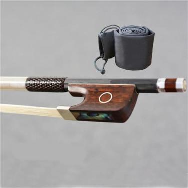 Imagem de Arco de violino ultra leve tamanho 4/4 arco-íris elástico arco de violino trançado haste de fibra de carbono durável reto e forte acessórios para violino Arco violino prático(Bow and protector)