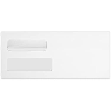 Imagem de Envelope de janela dupla #10 (11,8 x 23,5 cm) - Tecido branco com selo redi-seal (500 unidades) | Perfeito para cheques, faturas, papel timbrado, cartas, declarações | Papel de 10,8 kg | 24559-QP-500