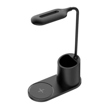 Imagem de IEUDNS Luminária de Mesa Luminária de Mesa Carregador Sem Fio 15W Luminária de Mesa Luz de Leitura Portátil Luminária de Mesa para Escritório Estudar Dormitó, Preto