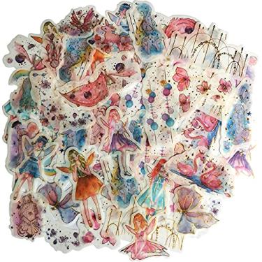 Imagem de Lindo conjunto de adesivos washi Paper Conto de fadas do mundo washi, conjunto de adesivos Kawaii de fadas para apanhador de sonhos de flor de cerejeira para scrapbook, diário pessoal, planejador, embrulho de presente, garrafa de água, copo de laptop