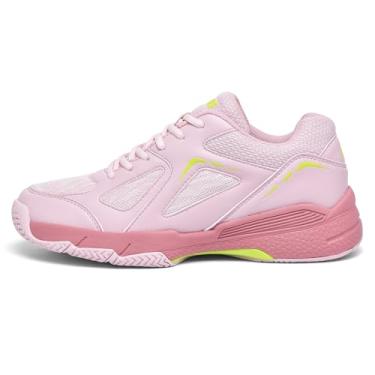 Imagem de LEFUS Sapatos De Pickleball Femininos - Amz-P601, Antiderrapantes, Amortecimento, Antitorque, Sapatos De Quadra Respiráveis (P601 Rosa, 10)