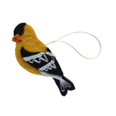 Imagem de Fancyes Ornamento de Pássaro de Feltro Pendurado Decoração Festival Decoração de Natal Ornamento de árvore de Natal para Aniversário Janela Mantel, Amarelo Preto