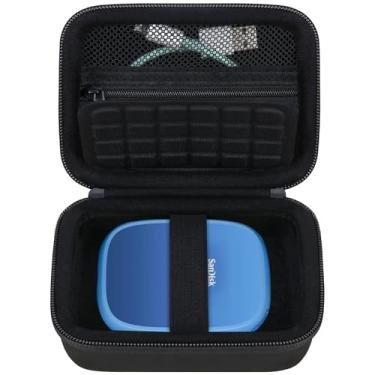 Imagem de RAIALL Capa rígida para SanDisk Creator Phone SSD 1TB/2TB, capa de viagem portátil para Sandisk Creator Phone SSD, suporte organizador de armazenamento com bolso de malha para acessórios de cabo USB-C