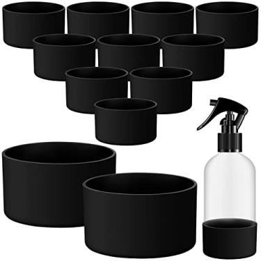 Imagem de 12 peças de silicone para garrafa de spray de vidro de 473 ml, capa de silicone antiderrapante de 340 g - 680 g, bota de garrafa de água de silicone lavável, base protetora para garrafas, preta,