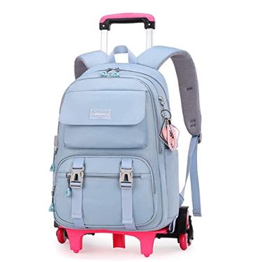 Imagem de ZHANAO Mochila com rodinhas e rodinhas para viagem com rodas para meninas e meninos, Azul, 2-wheel, Moderno