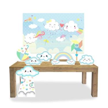 Imagem de Kit 7 Enfeites Display Festa Chuva de Benção com Painel - X4adesivos