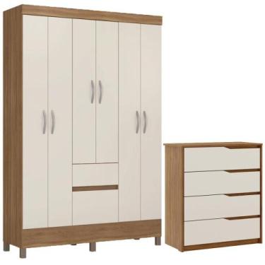 Imagem de Kit Guarda Roupa Solteiro 6 Portas Flash II Cômoda Atria - Demóbile, A