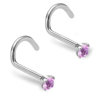 Imagem de ZYTAIJEW 2 peças verde/branco/azul escuro/roxo/vermelho/azul claro/rosa/preto 2 mm/3 mm CZ piercing piercing piercing joias G23 titânio zircônia cúbica 20G/18G, Titânio, Sem Pedra Preciosa