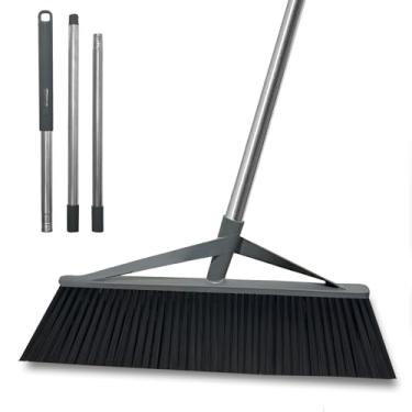 Imagem de Xifando Vassoura grande de 45 cm de largura para varrer em ambientes internos ou externos, vassoura resistente com cabo longo de 144,8 cm com cerdas macias