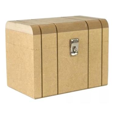 Imagem de Caixa Baú De Madeira Pequeno Em Mdf Cru Com Fecho para Cadeado (PEQUENO)