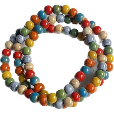 Imagem de CaChnTyche Pulseira Nativa Americana para Mulheres Lindos Acessórios de Cerâmica Colorida Envoltório 3 Fileiras Largas em Camadas Empilháveis com Contas Elásticas Vintage Joias Funky Boêmio Hippie